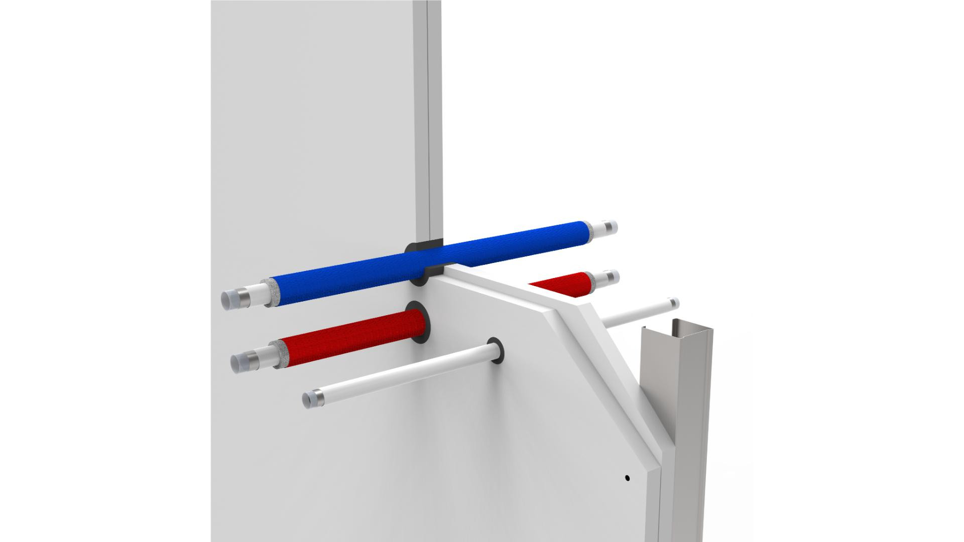 Water lines through shaft walls